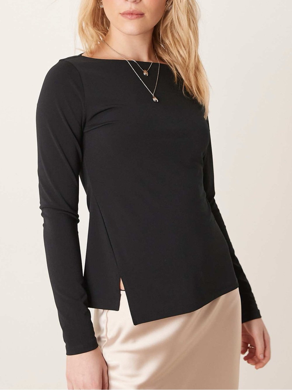 Abercrombie Slash Neck Asymmetrical Long Sleeve Top
